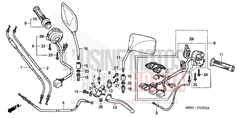 HANDLE LEVER/SWITCH/ CABLE (CB600F3/4/5/6) for CB600F Hornet MAT TITANIUM METALLIC (YR268) from 2006